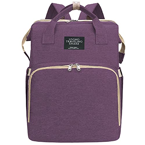 Image of Chinmay Kids Baby Diaper Backpack for New Born Baby Mother /Mom Stylish Polyester Organizer Bag for Casual Travel Outing & Traveling - Purple