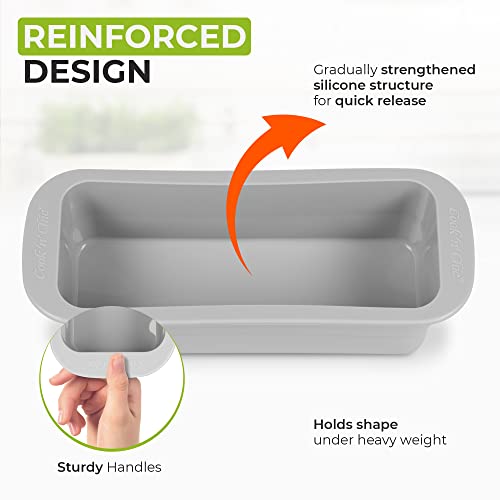 Silicone Loaf Pan (Large) Non-Stick Oven Dish - Professional Bakeware Baking Mould For Cakes Pies Breads - Microwave Dishwasher Freezer Safe - Quick Release - 10.2″X3.9″X3.1″ By Cook’n’chic #TOP3