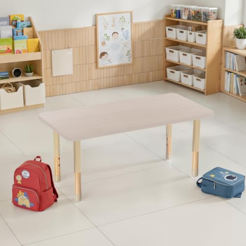 Image of 24 inch x 48 inch Rectangle Kids Classroom Table with Adjustable Chunky Wood Legs