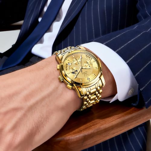 Image of OLEVS Watch for Men Original Chronograph Analog Quartz Waterproof Watch Luxury Premium Businesse Diamond Mens Dress Watches