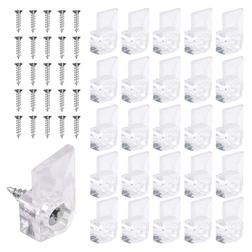 25Pcs Mirror Hangers for The Wall, Mirror Holder Clips, Clear Plastic Mirror Mounting Clips, Glass...