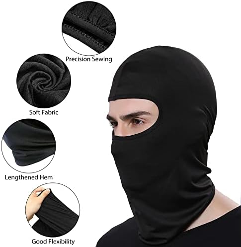 Zhenle 2Pcs Balaclava Face Mask Ski Mask Balaclava Full Face 1 Hole Balaclavas Breathable Lightweight Multi-Purpose Balaclavas for Unisex Men Women Kids Boys Girls(Black,Grey)