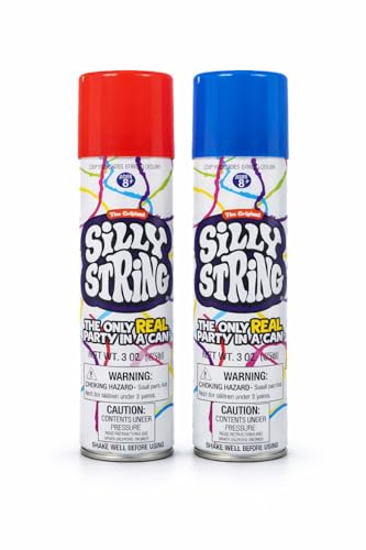 The Original Silly String! Silly String 2 pack, Assorted Colors, 3 oz Large Can – The Only Real Party in a Can! Be Silly! Shoots over 15ft!