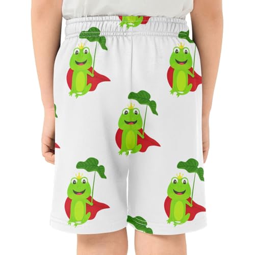 Cartoon Frogs Athletic Shorts with Zipper Pockets, Youth Boys Athletic Running Shorts for Summer3