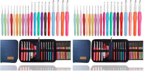 Image of Yarniss 20 Sizes Crochet Hooks 0.5mm-10mm, Ergonomic Crochet Hooks Set with Case for Arthritic Hands (Pack of 2)