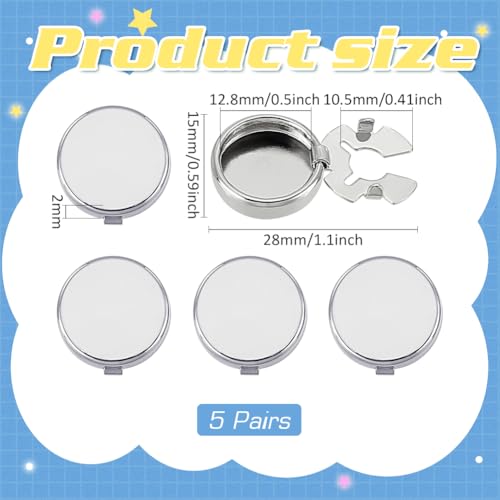 FINGERINSPIRE 5 Pairs Button Covers for Men's Shirts Brass Cuff Buttons Platinum Color Cuffs Button Cover Cufflinks for Men's Business or Formal Shirts, Cufflink Findings for Apparel Accessories2