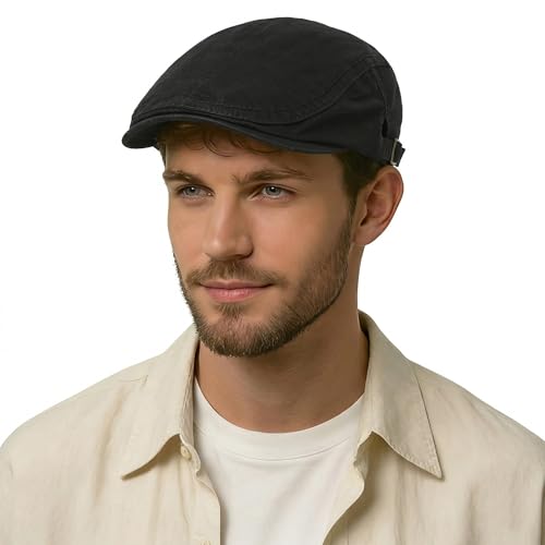 Image of ZLYC Men Cotton Flat Cap Summer Scally Ivy Gatsby Newsboy Beret Driver Cabbie Hunting Hat