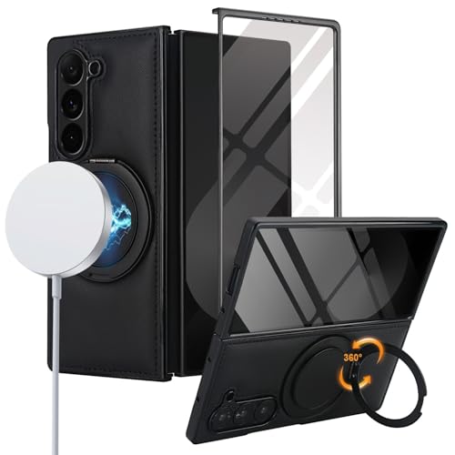 Étui pour Samsung Galaxy Z Fold 4 en cuir premium noir avec rabat magnétique chic