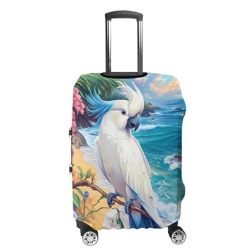 White Cockatoo Beach Unisex Luggage Cover Washable Travel Suitcase Case Elastic Baggage Protective Covers XL4