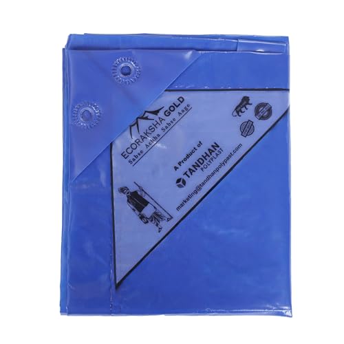 Image of Ecoraksha Gold Premium Multilayer Eco-Friendly Tarpaulin Sheet Waterproof Tirpal Heavy Duty 6 X 4 Ft Poly Tadpatri - Multipurpose 250 GSM Plastic Cover Tharpai, Thadika, Tarp (Blue)