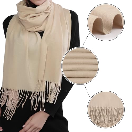 image for RIIQIICHY Scarfs for Women Winter Beige Pashmina Shawls and Wraps for 