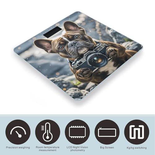 Báscula digital de baño con diseño de cachorro bulldog francés miniatura 3