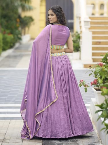 Image of PURVAJA Women's Silk Semi-Stitched Lehenga choli