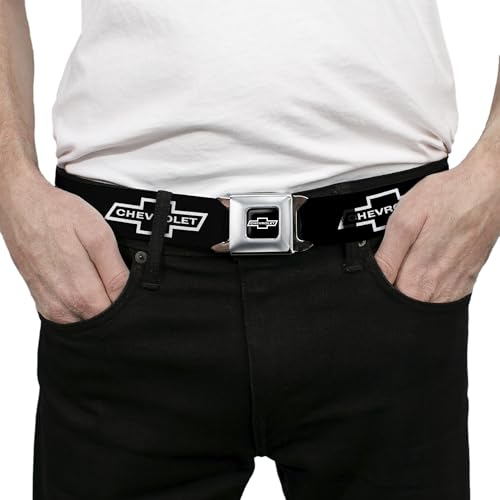 Buckle-Down Seatbelt Belt - 1965 CHEVROLET Bowtie Black/White - 1.5" Wide - 32-52 Inches in Length - Image 4