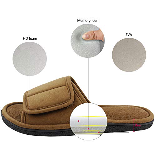 Image of Magtoe Adjustable House Slippers for Men Soft Open Toe Breathable Indoor Slip on Mens Slides Sandals with Memory Foam for Home Bedroom,All Seasons