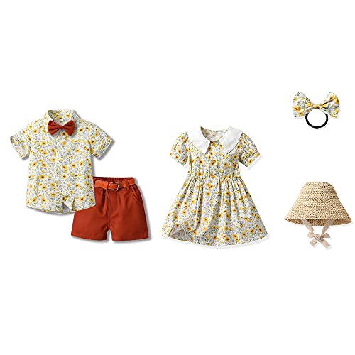 Image of FAXSON Baby Boys Girls Brother and Sister Matching Outfits Clothes