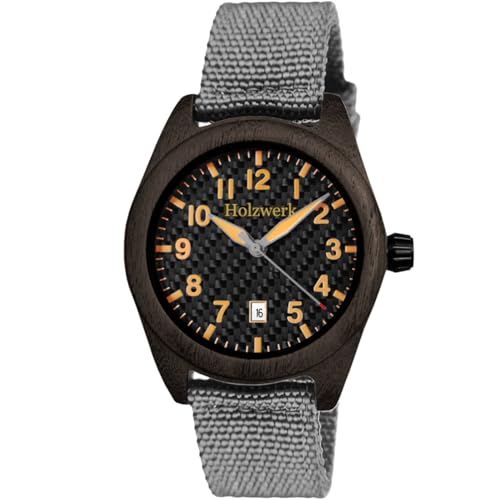 Montre en bois naturel pour femme Holzwerk avec élégant bracelet en nylon gris