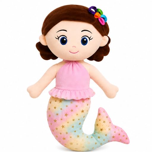 Mermaid Soft Toy for Kids 35 cm | Super Soft Plush Mermaid Doll | Huggable Stuffed Toy | Cute Cuddly Gift for Girls & Boys | Soft Fabric | Washable | Multicolor (Mermaid Pink)-image-45