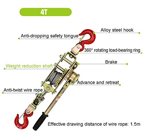 Extracteur de câble à cliquet, treuil électrique manuel, outil de traction en alliage d'acier pour remorque et ligne serrée, capacité de charge 2T/3T/4T