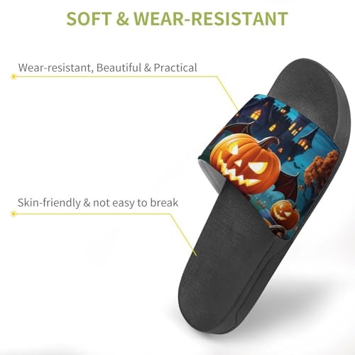 Halloween Pumpkin Funny House Sandals Non Slip Shower Slippers Quick Drying Bathroom Shoes for Women Men3