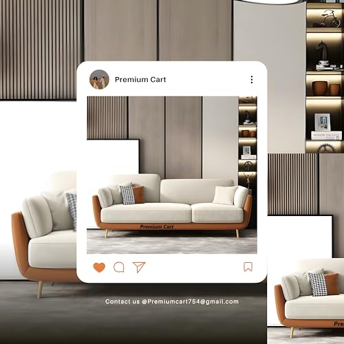 Image of Velvet Contemperory Sofa with Cushion Chaise Lounge Sectional Sofa Perfect for Living Room & Bedroom Guests Home & Office (Velvet Brown & Beige), 3 Seater