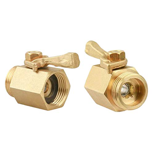 Fenteer Brass Garden Hose Shut Off Valve, 3/4 Inch, 2-Pack