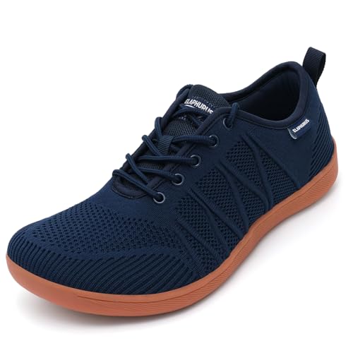 ELAPHURUS Unisex Breite Barfußschuhe Herren Minimalistische Barfussschuhe Damen Atmungsaktiv Walkingschuhe Leicht Traillaufschuhe,Blau,43 EU