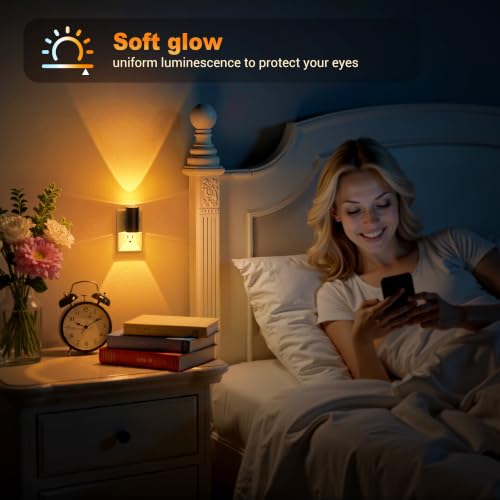 Image of JandCase LED Night Light Plug in,Rotating Night Lights Plug into Wall Amber