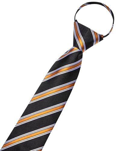 Image of Hi-Tie Zipper Ties for Men Pre-tied Tie Set Lapel Pin Pocket Square and Cufflinks Formal Business Wedding Adjustable Necktie