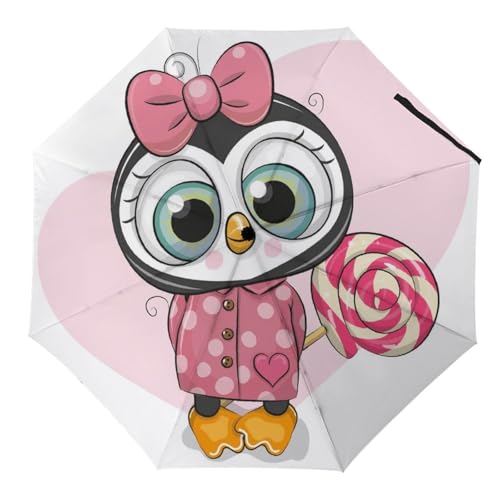 Parapluie compact mignon pingouin automatique contre la pluie soudaine