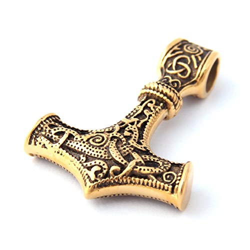Mjolnir Thors Hammer Necklace Mixed Gold Color Pendant Stainless Steel Viking Accessories Norse Pendant Viking Jewelry for Men3