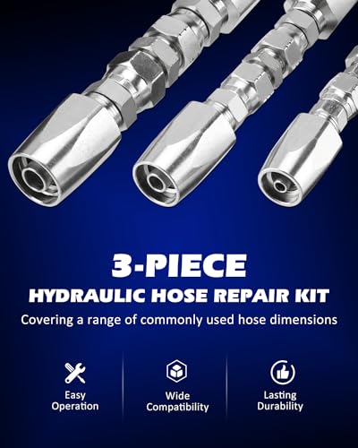 Image of SPARKWHIZ Hydraulic Hose Repair Kit 1 /4 inch, 3 /8 inch, 1 /2 inch ID, Inner Diameter Reusable, 3 pack