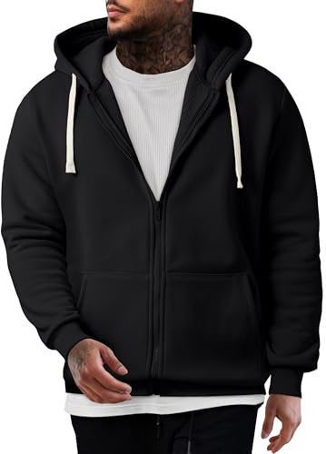 JMIERR Mens Full Zip Hooded Fleece Drawstring Hoodies Pullover Sweatshirts Casual Long Sleeve Shirts