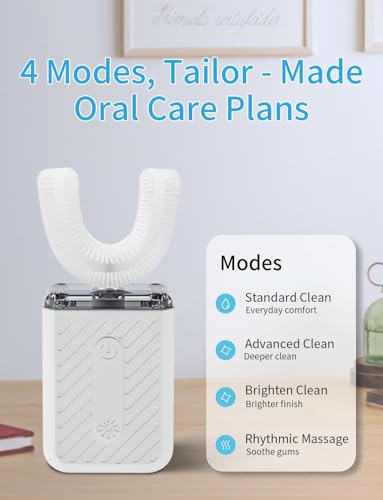 Image of U-Shaped Electric Toothbrush, 48,000 VPM, 4 Modes, 60-Second Clean, IPX7 Waterproof, ultrasonic Toothbrush with Magnetic Contact Charging