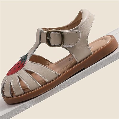 Toddlers Little Girls T-Strap Strawberry Closed Toe Sandals Princess Flat Shoes Summer Flower Girl Shoes4