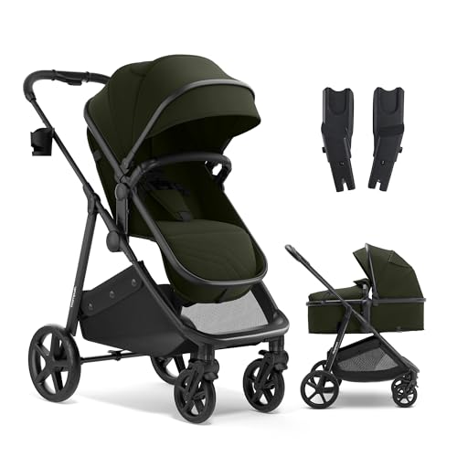 Image of Mompush Wiz 2-in-1 Bassinet Stroller with Car Seat Adapter, Reversible Seat