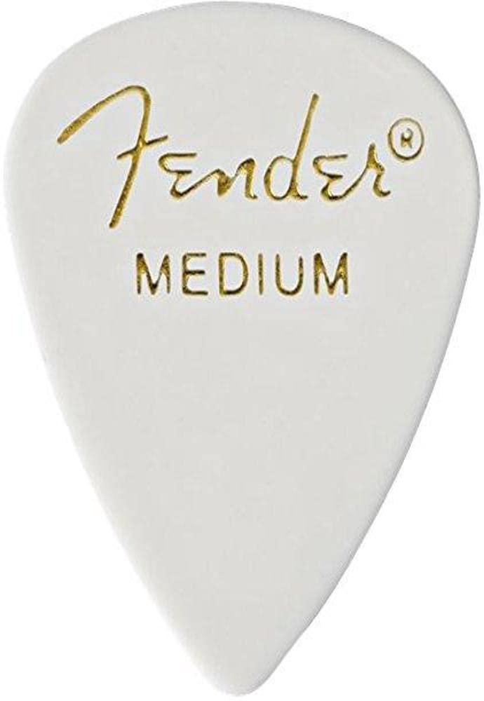 Fender Púas de guitarra clásica de celuloide con forma 351, blanco, mediano, paquete de 144