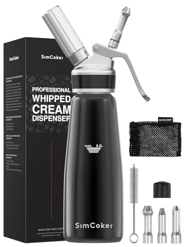 Whipped Cream Dispenser Black 500 mL Aluminum Whipper with 3 Tips