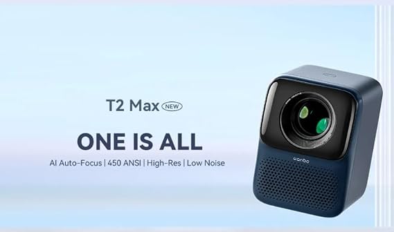 Wanbo Upgraded T2 Max Projector 450ANSI Android 9.0 Full Hd 4K Projector 1920*1080P 12000 Lumens Auto Focus HIFI Sound Home Outdoor Theart(white)