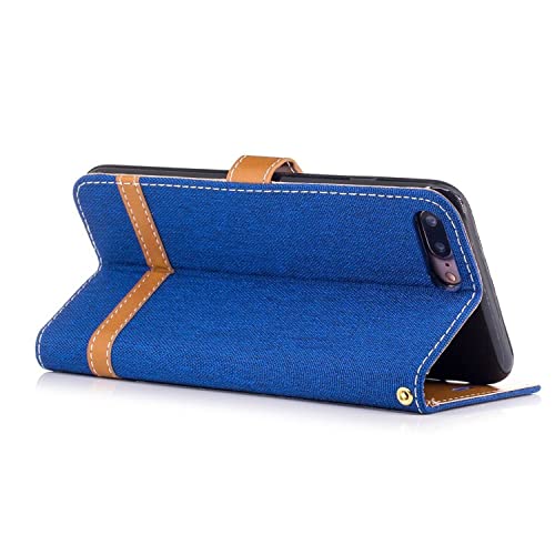 Étui iPhone 7 Plus/8 Plus König Design en simili cuir bleu avec support