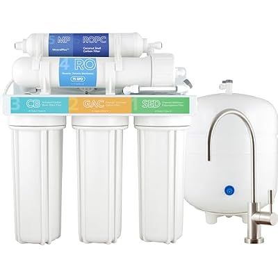 SpiroPure Unbranded Reverse Osmosis System Generic RO Water Filter Under Sink, 6-Stage RO Water Filtration System with Remineralization with Brushed Nickel Air Gap Faucet