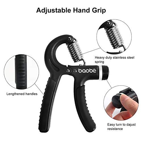 Baobë Hand Grip Strengtheners Workout Kit (5 Pack) Adjustable Resistance Hand Strengthener Finger Exerciser Finger Stretcher Grip Ring Squeeze Egg with Carrying Bag - Thumbnail 6