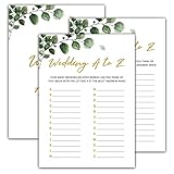 Bridal Shower Games - Greenery Engagement Party Game Cards For Wedding, Bachelorette Party - Bridal Shower Decorations - Wedding A To Z - 30 Cards(013)