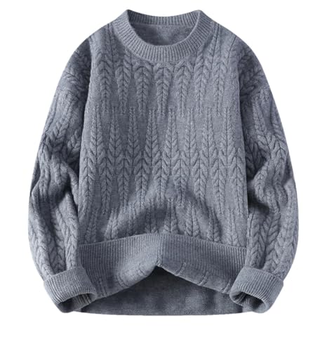 Men Solid Color Knit Pullovers O-Neck Knitted Sweater Mens Loose Warm Pullover Sweaters