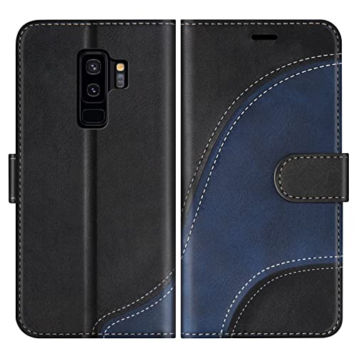 BoxTii Hülle für Samsung Galaxy S9 Plus PU Leder Handyhülle für Galaxy S9 Plus Ledertasche Klapphülle Schutzhülle mit Kartenfächer und Magnetverschluss Schwarz