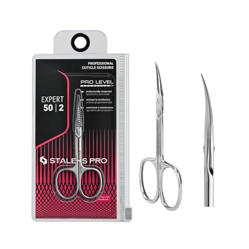 STALEKS PRO by Natury Nails Forbici professionali per cuticole. Anelli ergonomici. Acciaio inossidabile. Manici di medie dimensioni. Lunghezza lama 24 mm. Taglia M. Expert SE-50/2
