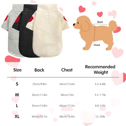 Winmany Hundepullover für kleine und mittelgroße Hunde, Herzaufnäher, Rollkragen-Sweatshirt, für Katzen, Welpen, Frühling, Herbst, Winter (schwarz, L)