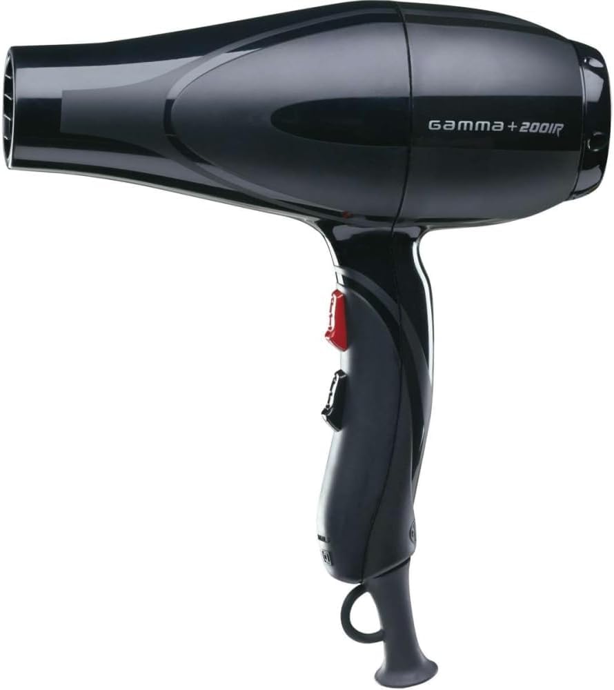GAMMAPIU' Asciugacapelli Professionale 2001R Nero, Phon per Capelli Professionale ad Alte Prestazioni, Impugnatura Ergonomica Antiscivolo, Asciugacapelli con Asciugatura Veloce, W 1900-​2200
