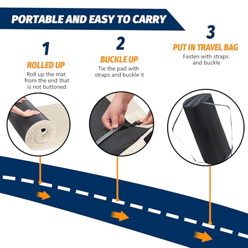 Image of CYMULA Memory Foam Camping Mattress Pad, Sleeping Mat, Portable Roll Up Mattress for Adults, Camping Bed Pads for Sleepover, Car Bed with Travel Bag