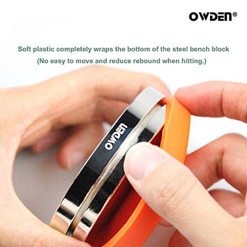 Image of OWDEN Professional Steel Bench Block（No Rebound), Metal Bench Block for Jewelry Stamping Tool,(Diameter: 3 Inches, Height: 3 /4 Inch) Steel Part: Mirror Polishing with Chrome Plating.